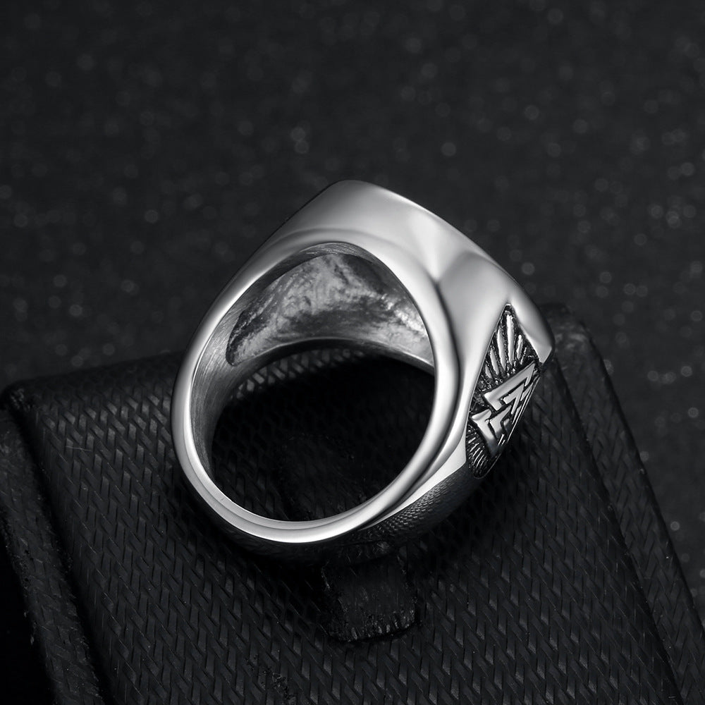 Viking Triquetra & Rune Ring – Nordic Stainless Steel Band in Gold & Silver