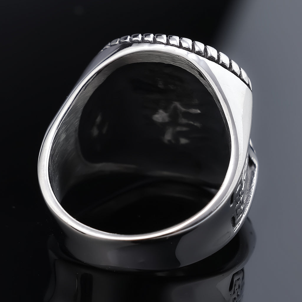 Odin & Crossed Axe Viking Ring – Nordic Warrior Stainless Steel Band in Gold & Silver