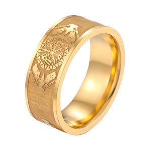 Odin’s Raven Compass Viking Ring – Stainless Steel in Gold or Silver
