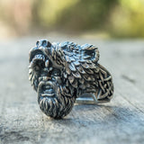 Odin Bear-Helm Viking Ring – Nordic Warrior Stainless Steel Band in Gold, Silver & Black