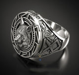 Viking Wolf Head Ring – Nordic Stainless Steel Band in Silver