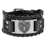 Viking Deer & Compass Leather Bracelet – Antique Teal, Antique Silver & Antique Red