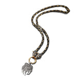 Voorth Viking Wolf Head & Bear Claw Pendant Necklace – Nordic Stainless Steel Jewelry