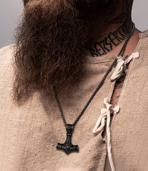 Viking Thor's Hammer Necklace – Black, Gold, Silver Matching Chain