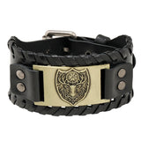 Viking Deer & Compass Leather Bracelet – Antique Teal, Antique Silver & Antique Red