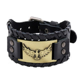 Viking Odin’s Raven Leather Bracelet – Antique Teal, Antique Silver & Antique Red