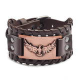 Viking Odin’s Raven Leather Bracelet – Antique Teal, Antique Silver & Antique Red