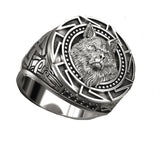 Viking Wolf Head Ring – Nordic Stainless Steel Band in Silver