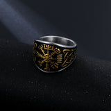 Viking Vegvisir Compass Ring – Nordic Rune Warrior Band | Titanium Steel Protection Amulet