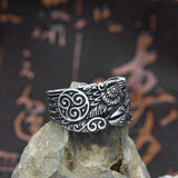 Viking Raven Stainless Steel Ring – Gold & Silver