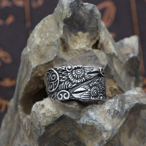Viking Raven Stainless Steel Ring – Gold & Silver
