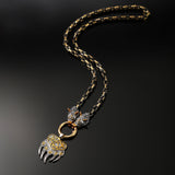 Voorth Viking Wolf Head & Bear Claw Pendant Necklace – Nordic Stainless Steel Jewelry