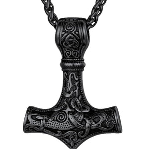 Viking Thor's Hammer Necklace – Black, Gold, Silver Matching Chain