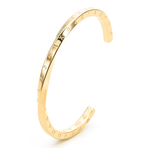 Viking Rune Open Bangle – Gold, Silver & Rose Gold | Norse Symbol of Strength and Protection