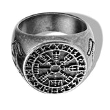 Viking Horn & Compass Rune Ring – Nordic Stainless Steel Band in 6 Colors