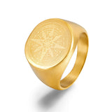 Viking Helm Compass Ring – Nordic Stainless Steel Band in Gold, Silver & Black