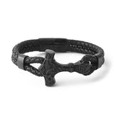 Thor’s Hammer Leather Bracelet – Premium Braided Leather & Stainless Steel Mjölnir, Norse Viking Jewelry
