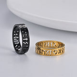 Viking Openwork Rune Ring – Nordic Stainless Steel Band in Gold, Silver, Black & Rose Gold