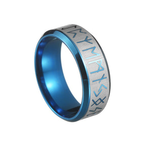 Viking Rune Stainless Steel Ring – Available in Gold, Silver, Black & Blue