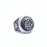 Viking Triquetra & Rune Ring – Nordic Stainless Steel Band in Gold & Silver