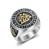 Viking Triquetra & Rune Ring – Nordic Stainless Steel Band in Gold & Silver