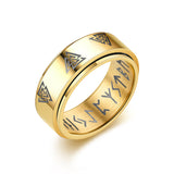 Viking Trinity Knot Spinner Ring – Stainless Steel with Runes (Gold, Silver, Black)