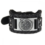 Viking Dragon & Compass Leather Bracelet – Antique Teal, Antique Silver & Antique Red