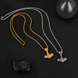Viking Thor’s Hammer Necklace – Silver & Gold | Norse Talisman of Strength and Protection