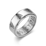 Viking Trinity Knot Spinner Ring – Stainless Steel with Runes (Gold, Silver, Black)