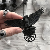 Viking Raven Necklace – Silver, Gold & Black | Norse Symbol of Wisdom and Protection