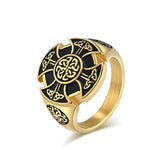Viking Valknut Ring – Nordic Eternal Triangle Stainless Steel Band in Gold, Silver & Black