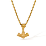Viking Thor’s Hammer Necklace – Silver & Gold | Norse Talisman of Strength and Protection