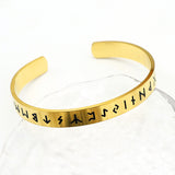 Viking Rune Open Bangle – Gold & Silver | Norse Talisman of Courage and Protection