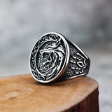 Silver Viking Wolf Head Ring with Celtic Knot — Symbol of Loyalty and Power