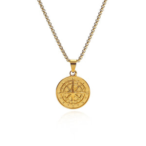 Viking Compass Necklace – Silver, Gold & Black | Norse Symbol of Guidance and Protection