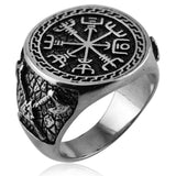 Viking Axe & Compass Ring – Nordic Warrior Stainless Steel Band in Gold & Silver