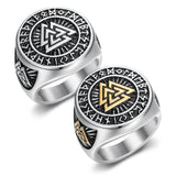 Viking Triquetra & Rune Ring – Nordic Stainless Steel Band in Gold & Silver