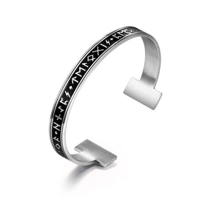 Viking Rune Silver Open Bangle – Symbol of Courage and Protection