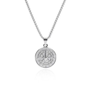 Viking Compass Necklace – Silver, Gold & Black | Norse Symbol of Guidance and Protection