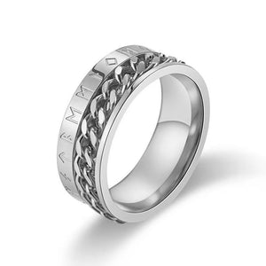 Viking Rune & Chain Stainless Steel Ring – Available in Gold, Silver & Black