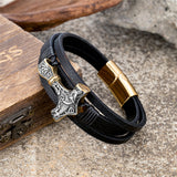 Viking Thor’s Hammer Bracelet – Gold, Silver & Dual-Tone | Norse Symbol of Strength and Protection