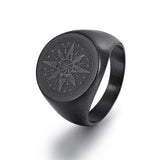 Viking Helm Compass Ring – Nordic Stainless Steel Band in Gold, Silver & Black