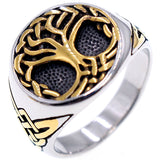 Viking Tree of Life Stainless Steel Ring – Gold, Silver & Two-Tone
