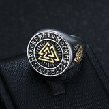 Viking Triquetra & Rune Ring – Nordic Stainless Steel Band in Gold & Silver