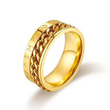 Viking Rune & Chain Stainless Steel Ring – Available in Gold, Silver & Black