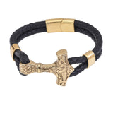 Thor’s Hammer Leather Bracelet – Premium Braided Leather & Stainless Steel Mjölnir, Norse Viking Jewelry