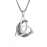 Silver Viking Valknut & Moon Necklace – Norse Symbol of Destiny and Eternal Cycles
