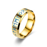 Viking Luminous Rune Ring – Nordic Stainless Steel Band in Gold, Silver & Black