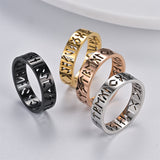 Viking Openwork Rune Ring – Nordic Stainless Steel Band in Gold, Silver, Black & Rose Gold
