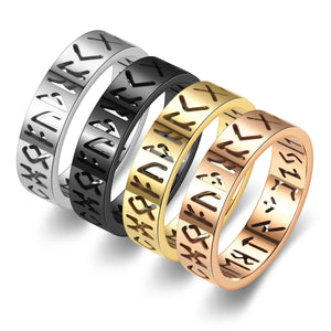 Viking Openwork Rune Ring – Nordic Stainless Steel Band in Gold, Silver, Black & Rose Gold